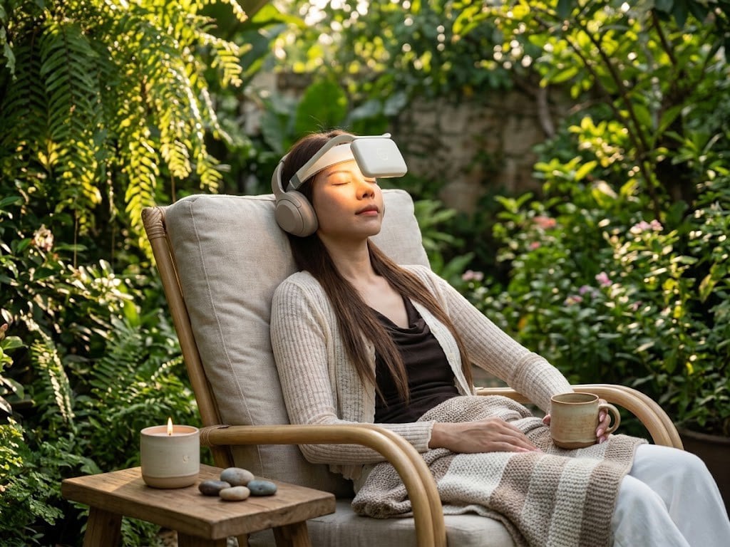 Persona relajándose al aire libre con Neurovizr